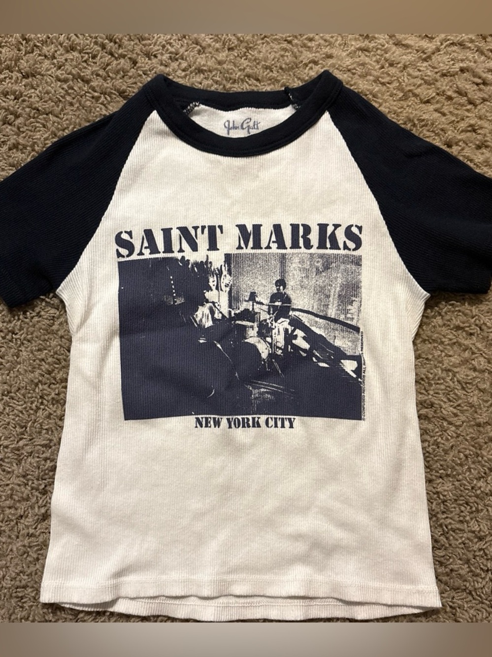 Brandy Melville Saint Marks New York City Raglan Tee - Black & White